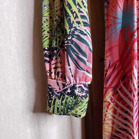 Multi Color Palm Print Maxi Dress - Picture 7 of 8